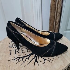 Black Suede Pointed-Toe Heels